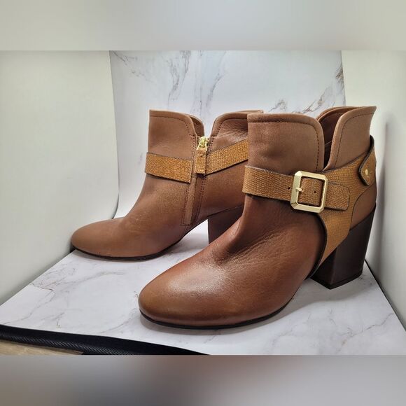 NakedFeet Leilani Leather Bootie Brown Buckle Ankle Boot Western Boho Gypsy 9.5 - Picture 3 of 13